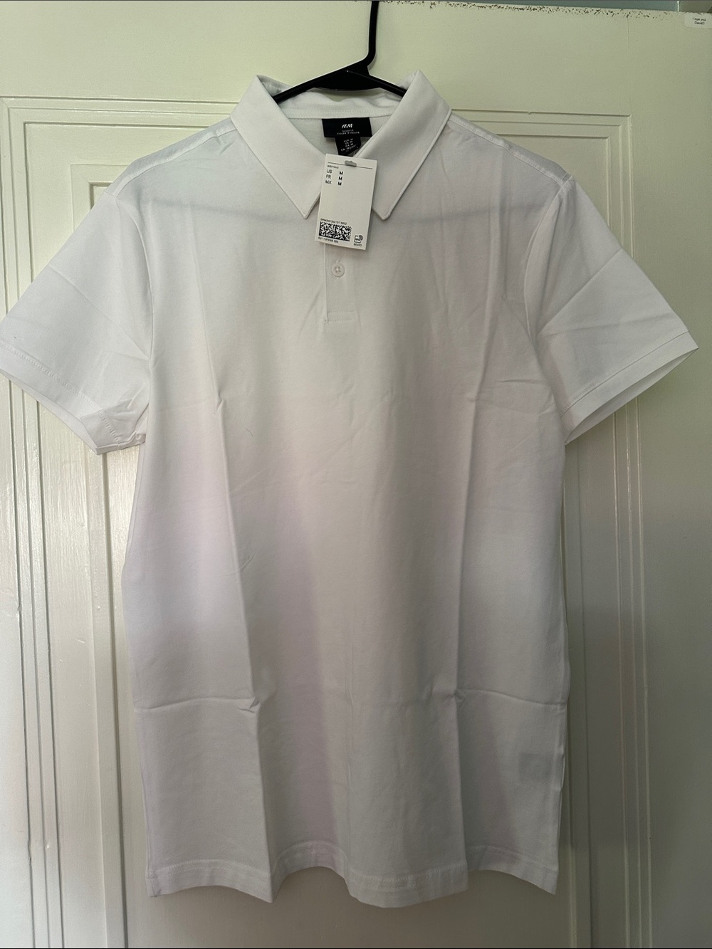 H&M White Men’s Short Sleeve Polo - Classic Collar